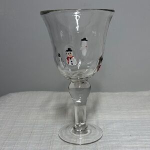 Anthropologie / Crate & Barrel ? Footed Snowman Beverage Glass Festive Holidays